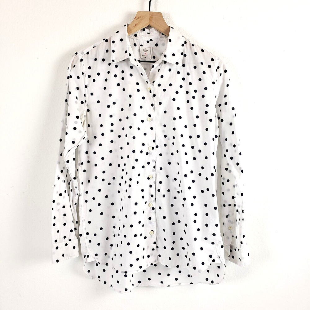 GAP Boyfriend Fit SIZE S White Black Polka Dot Tunic Button Shirt Top Long Sleev